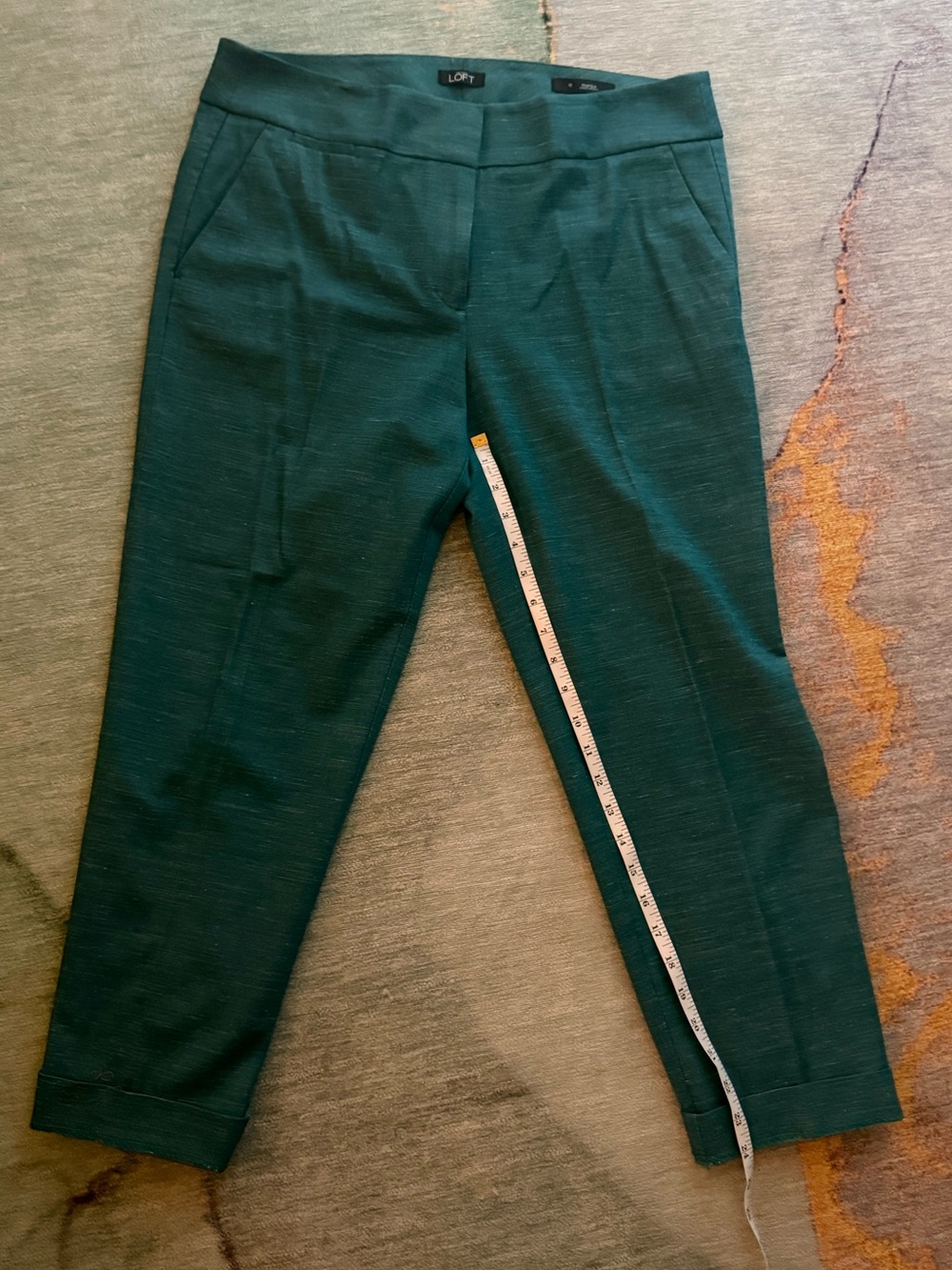 LOFT Teal Green Cropped Marissa Ponte Pants